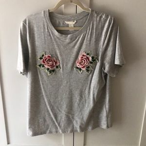 H and M embroidered flower tee